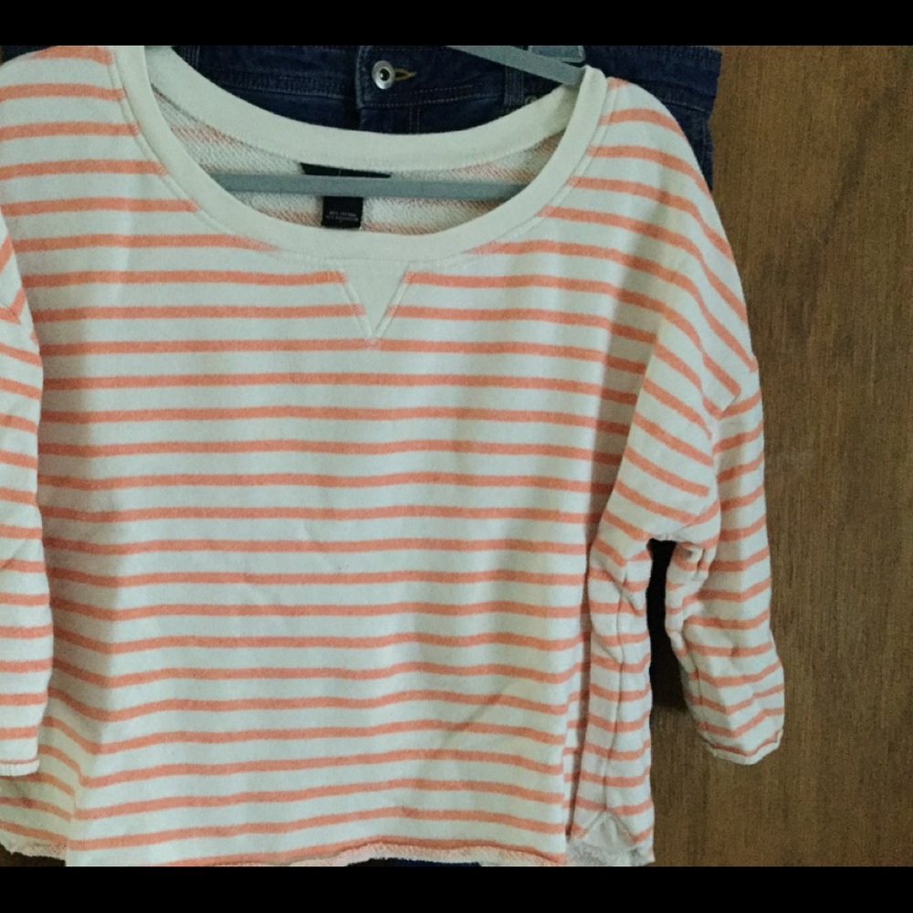 Victoria Secret Orange and White Stripe Top
